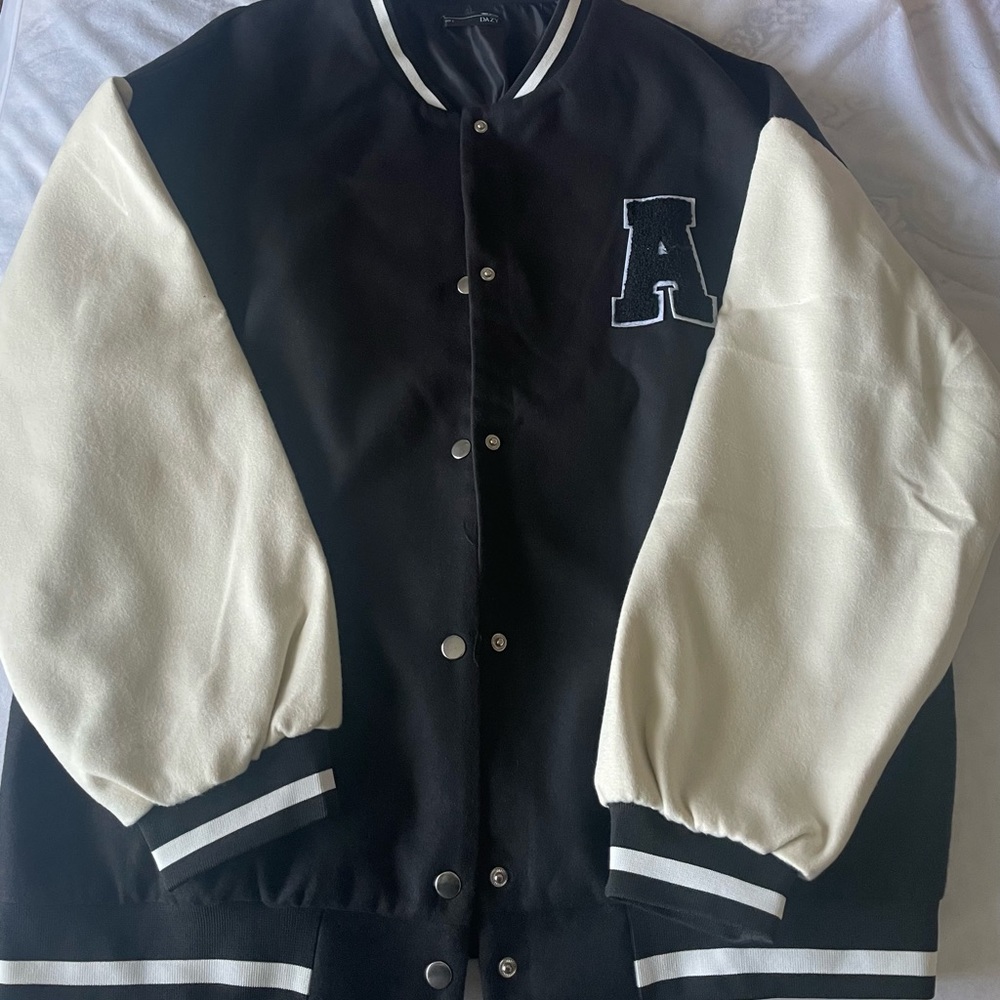 Colorblock Letter patched bomber jacket